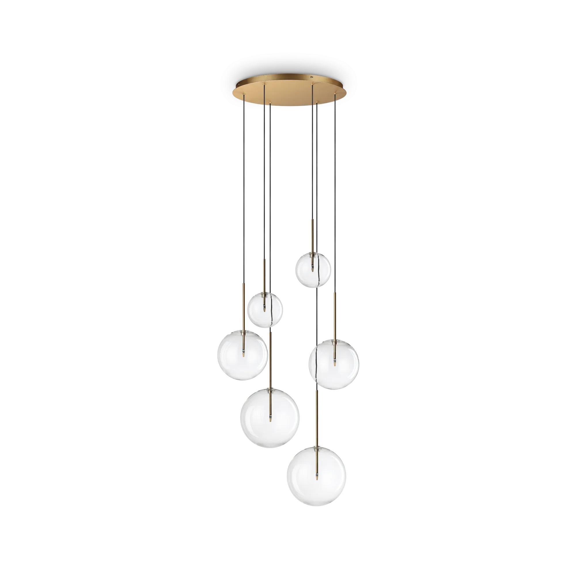 Equinoxe 6Lt Cluster Pendant - Antique Brass/Chrome