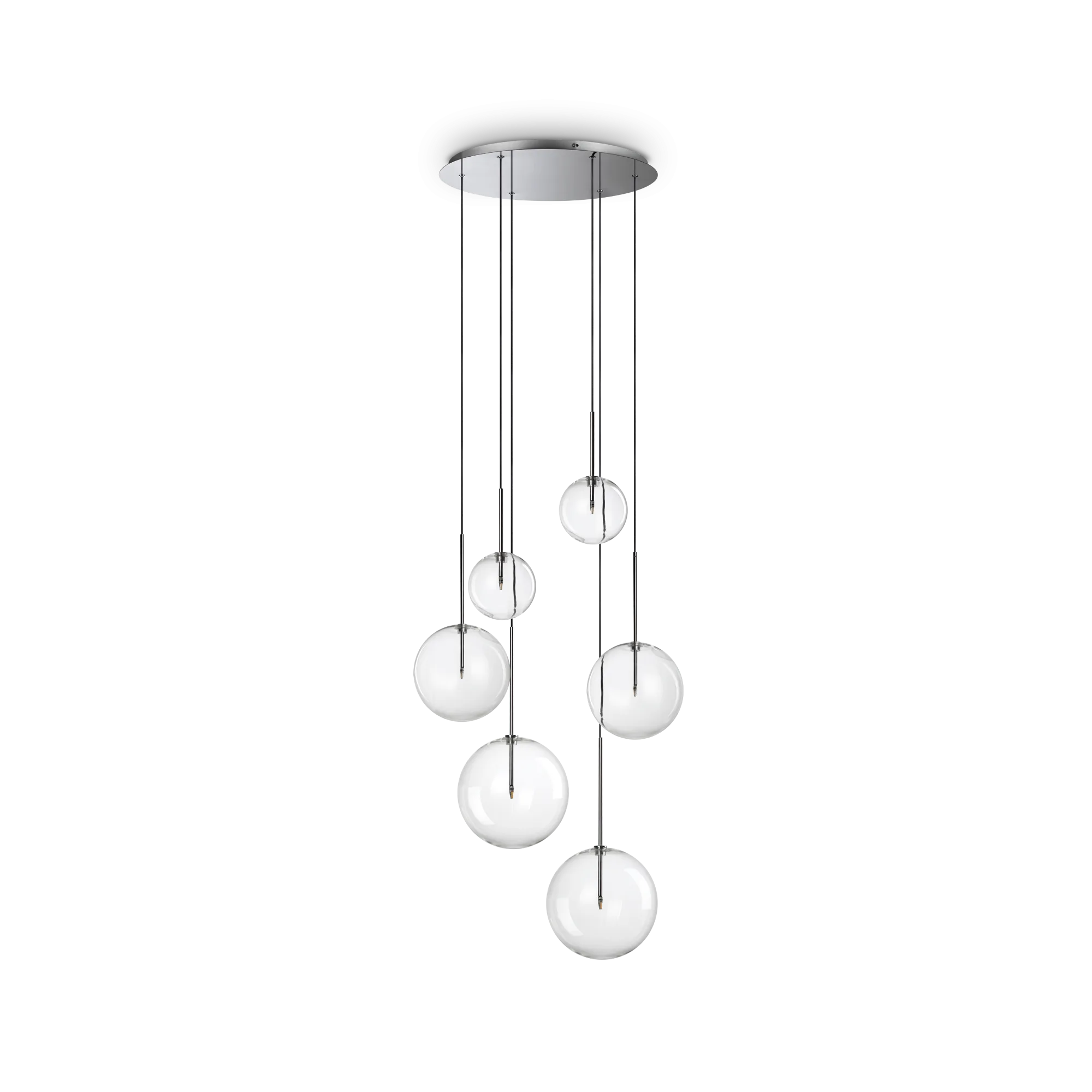 Equinoxe 6Lt Cluster Pendant - Antique Brass/Chrome