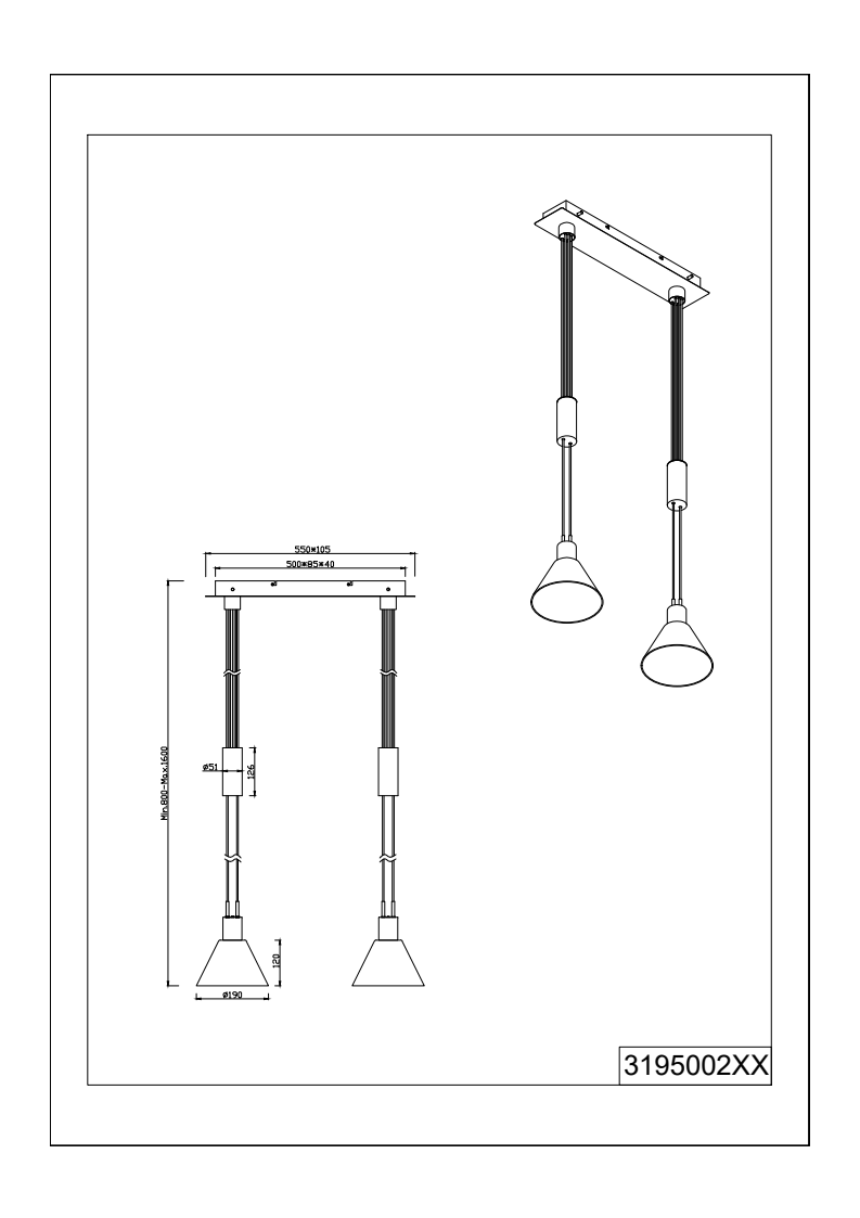 Stanley 2/3Lt Linear Pendant - Black/Nickel