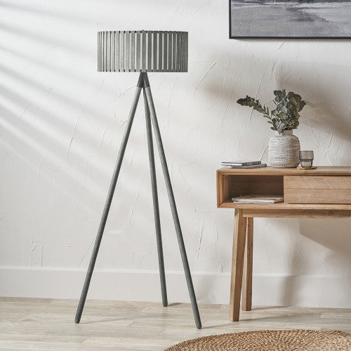 Rabanne Slatted Wood Tripod Floor Lamp