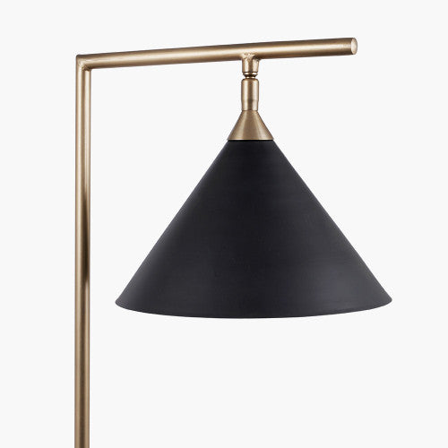 Zeta Matt Black and Antique Brass Floor Lamp