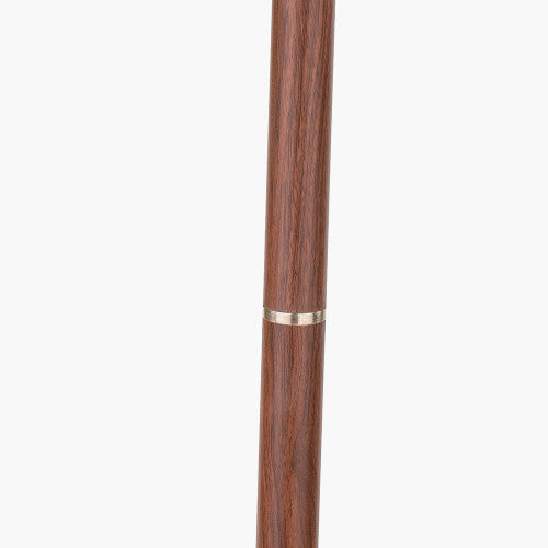 Gianni Brushed Silver and Wood Effect Floor Lamp