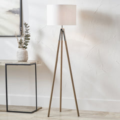 Vali Wood Grain Tripod Floor Lamp