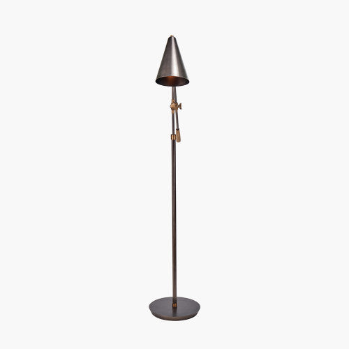 New Emiliano Antique Bronze and Antique Brass Adjustable Task Floor Lamp