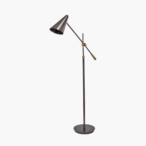 New Emiliano Antique Bronze and Antique Brass Adjustable Task Floor Lamp