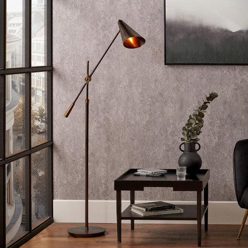 New Emiliano Antique Bronze and Antique Brass Adjustable Task Floor Lamp