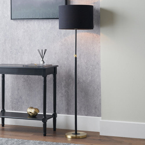 Bryce Black and Gold Metal Rise and Fall Floor Lamp