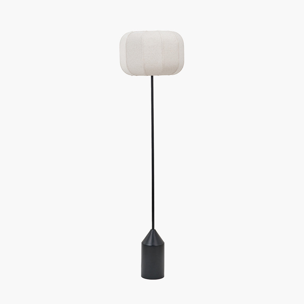 Oscar Black Metal and Natural Linen Floor Lamp