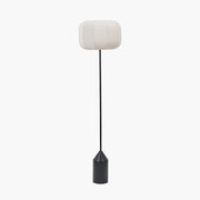 Oscar Black Metal and Natural Linen Floor Lamp