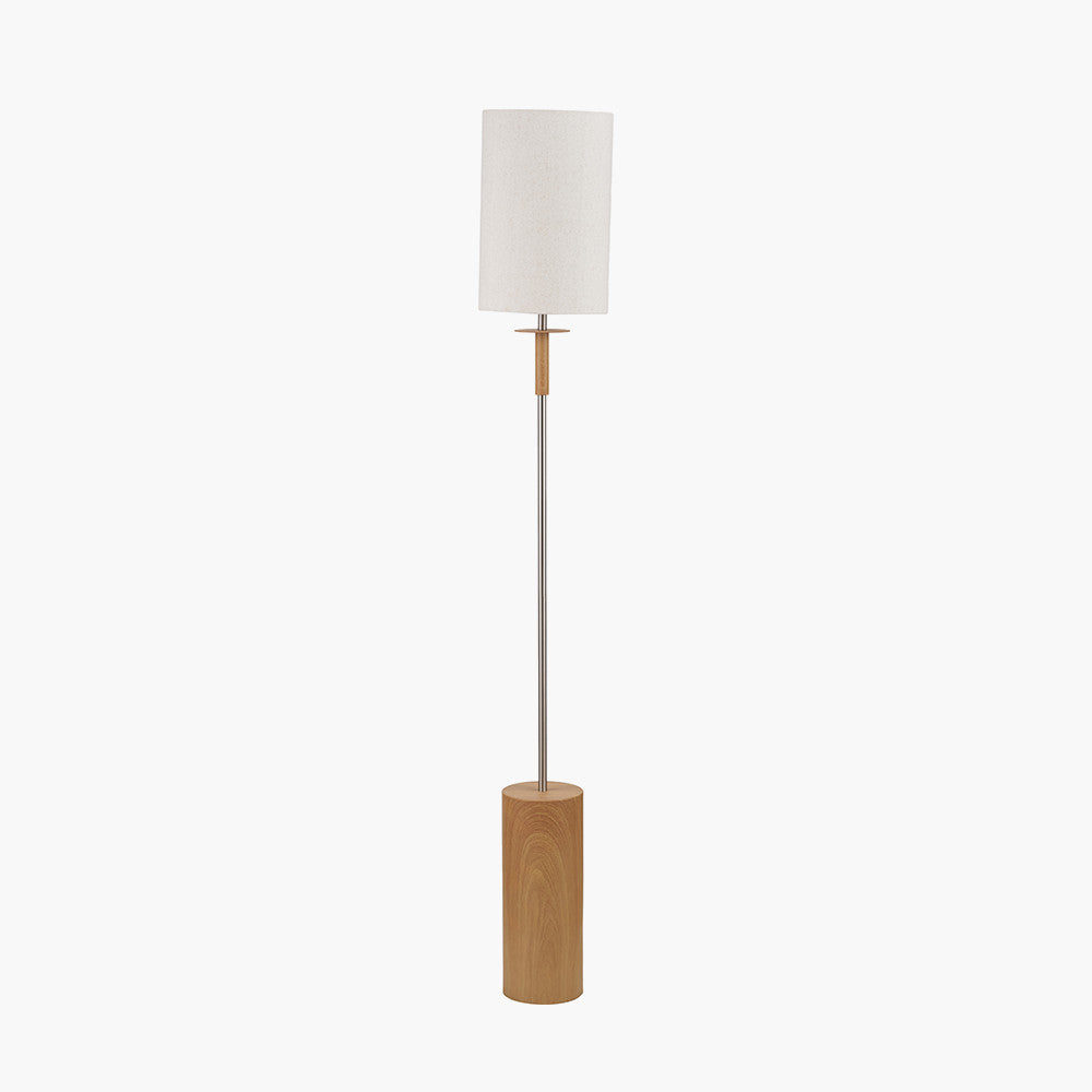 Bonham Floor Lamp - Wood & Silver