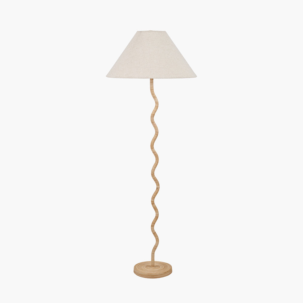 Palau Rattan Wave Floor Lamp - Choice of Shade
