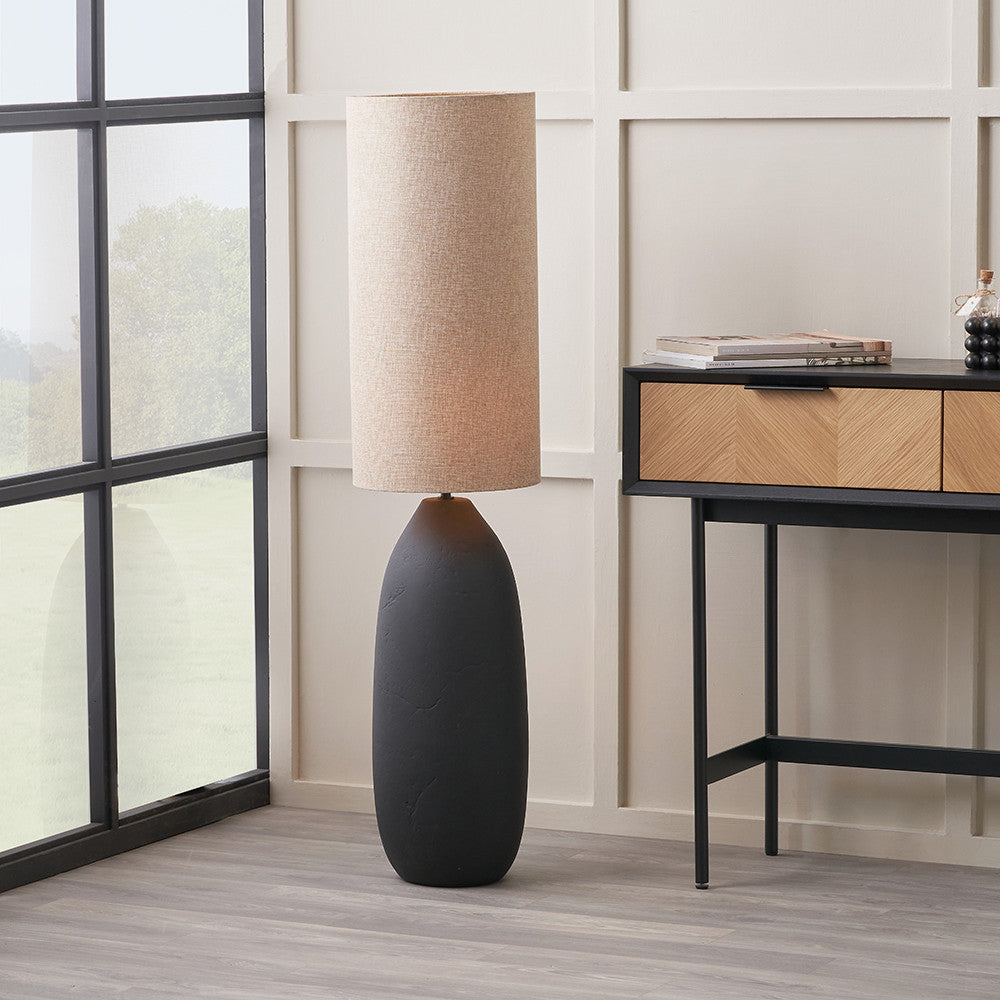 Erika Ceramic Floor Lamp - Black/Sage