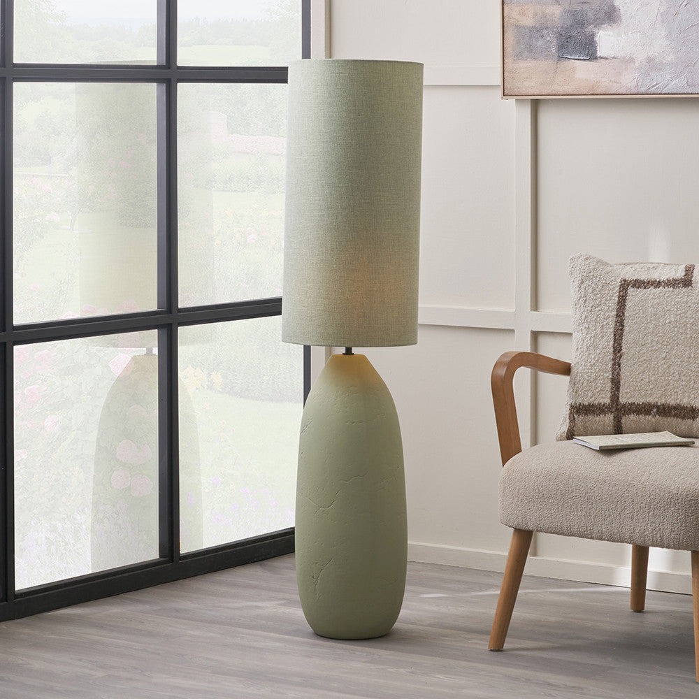 Erika Ceramic Floor Lamp - Black/Sage