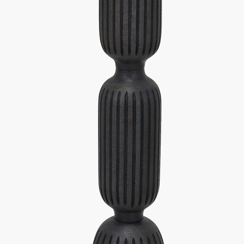 Sahana Black Ribbed Slim Wood Floor Lamp