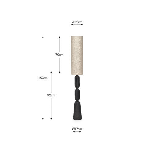 Sahana Black Ribbed Slim Wood Floor Lamp