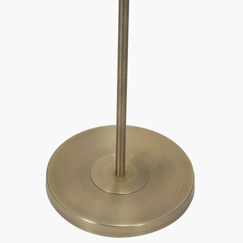 Seraphine Matt Antique Brass Metal and White Cotton Mix Scallop Shaded Floor Lamp
