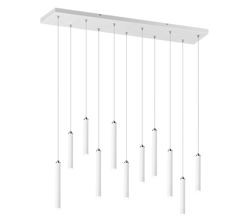 Tubular 11Lt LED Linear Pendant - Black/White