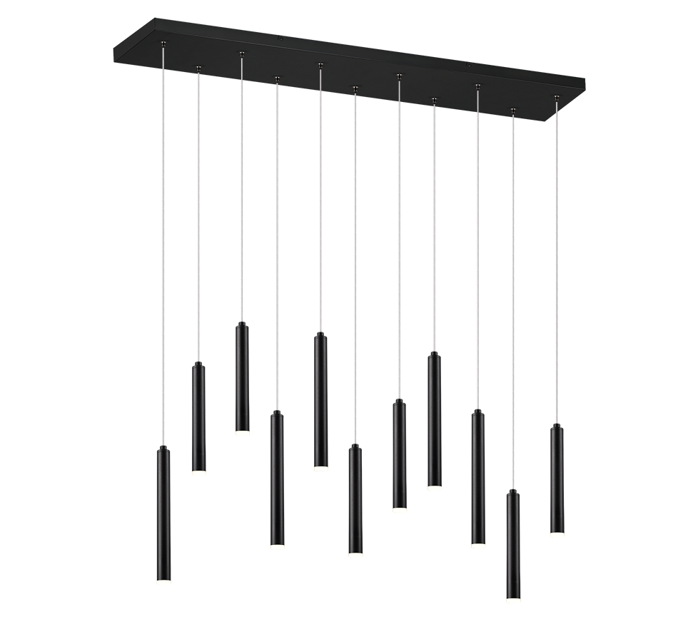 Tubular 11Lt LED Linear Pendant - Black/White