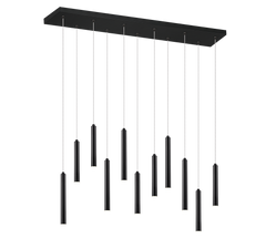 Tubular 11Lt LED Linear Pendant - Black/White