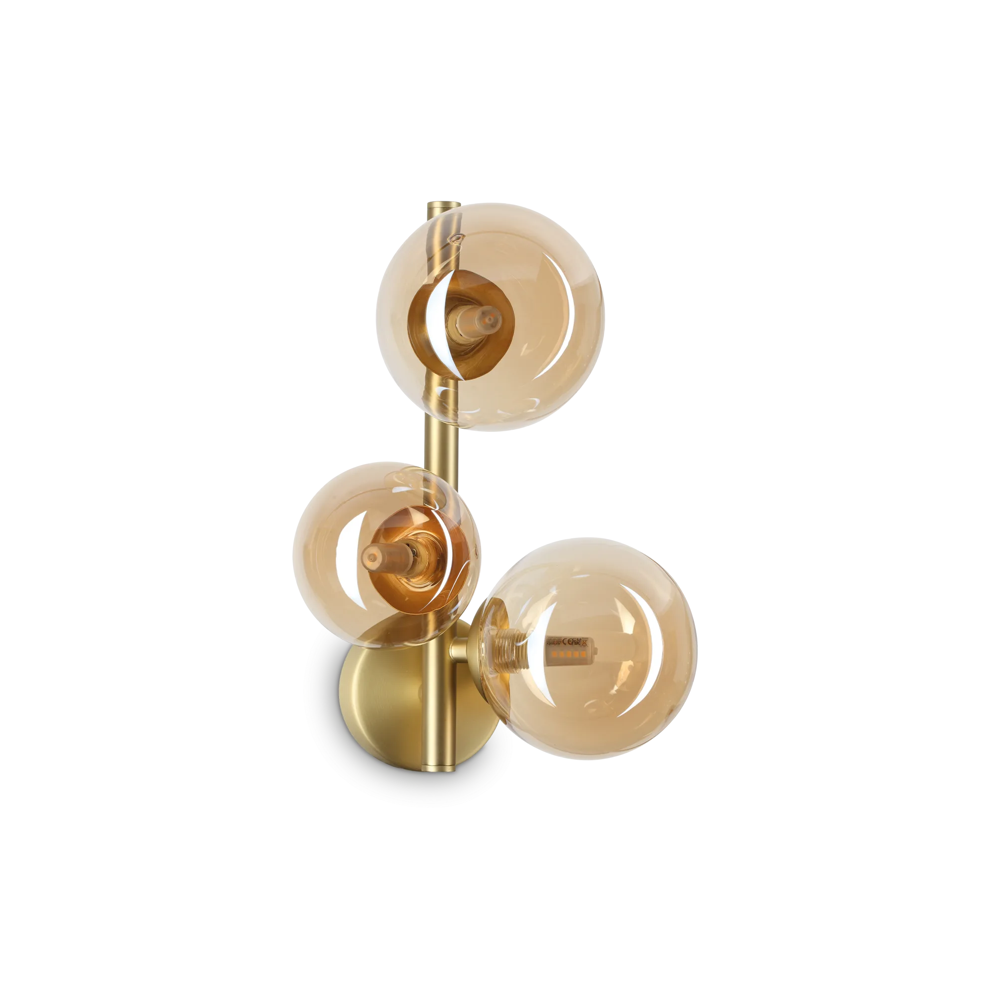 Perlage Wall Light Fitting - Amber/ Brass/Black Finish