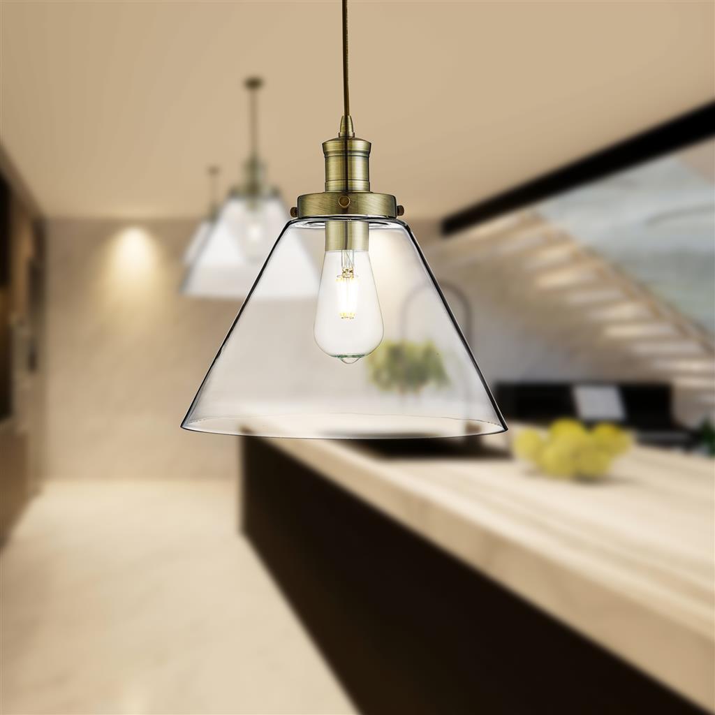 Pyramid Matt Black Pendant Light with Clear Glass Shade CLEARANCE