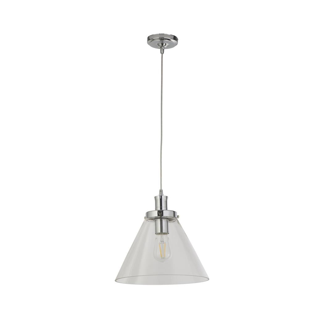 Pyramid Matt Black Pendant Light with Clear Glass Shade CLEARANCE