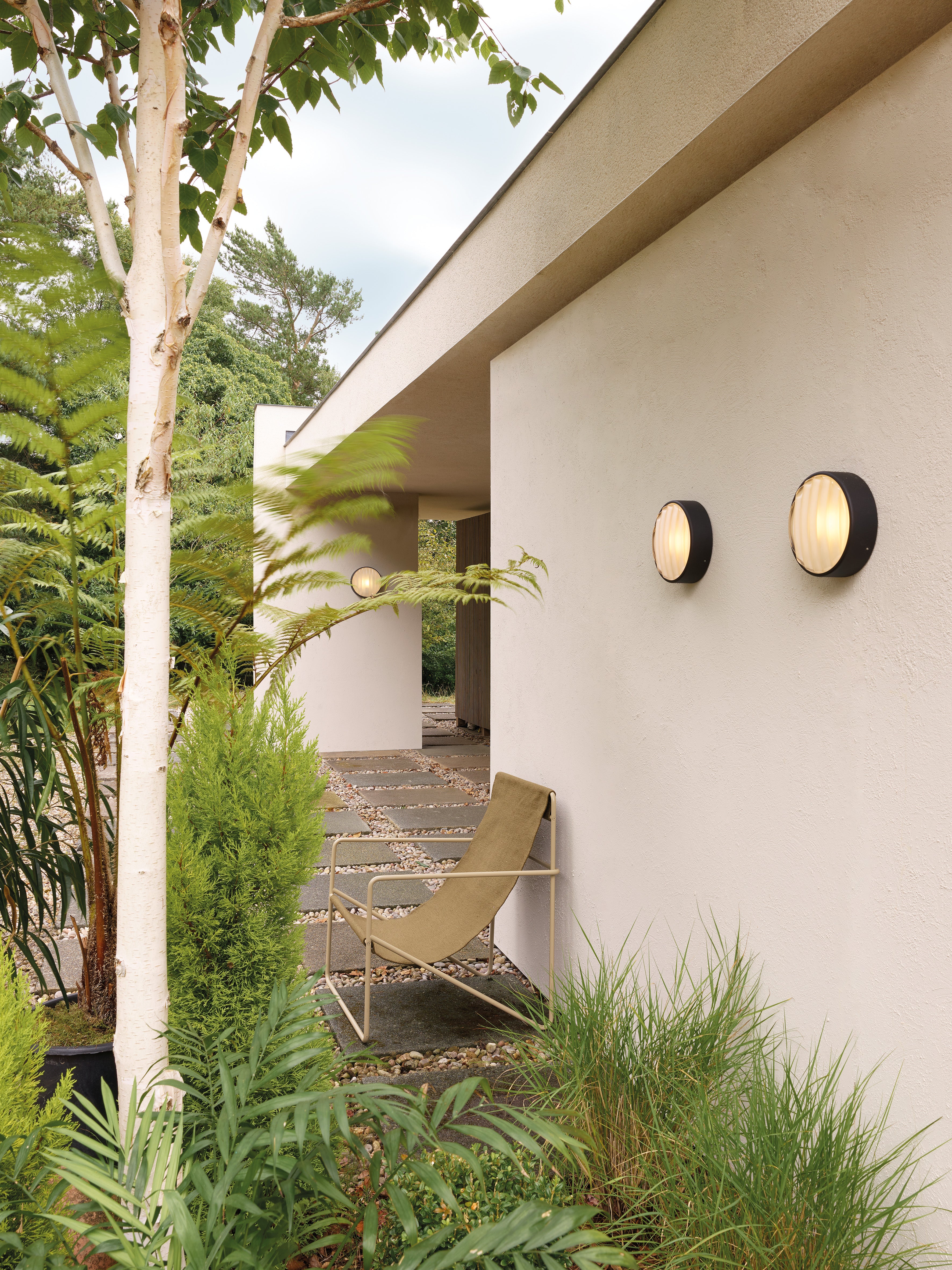 Montreal Round 220/300 Outdoor Wall Light- Black/ Brushed Stainless Steel