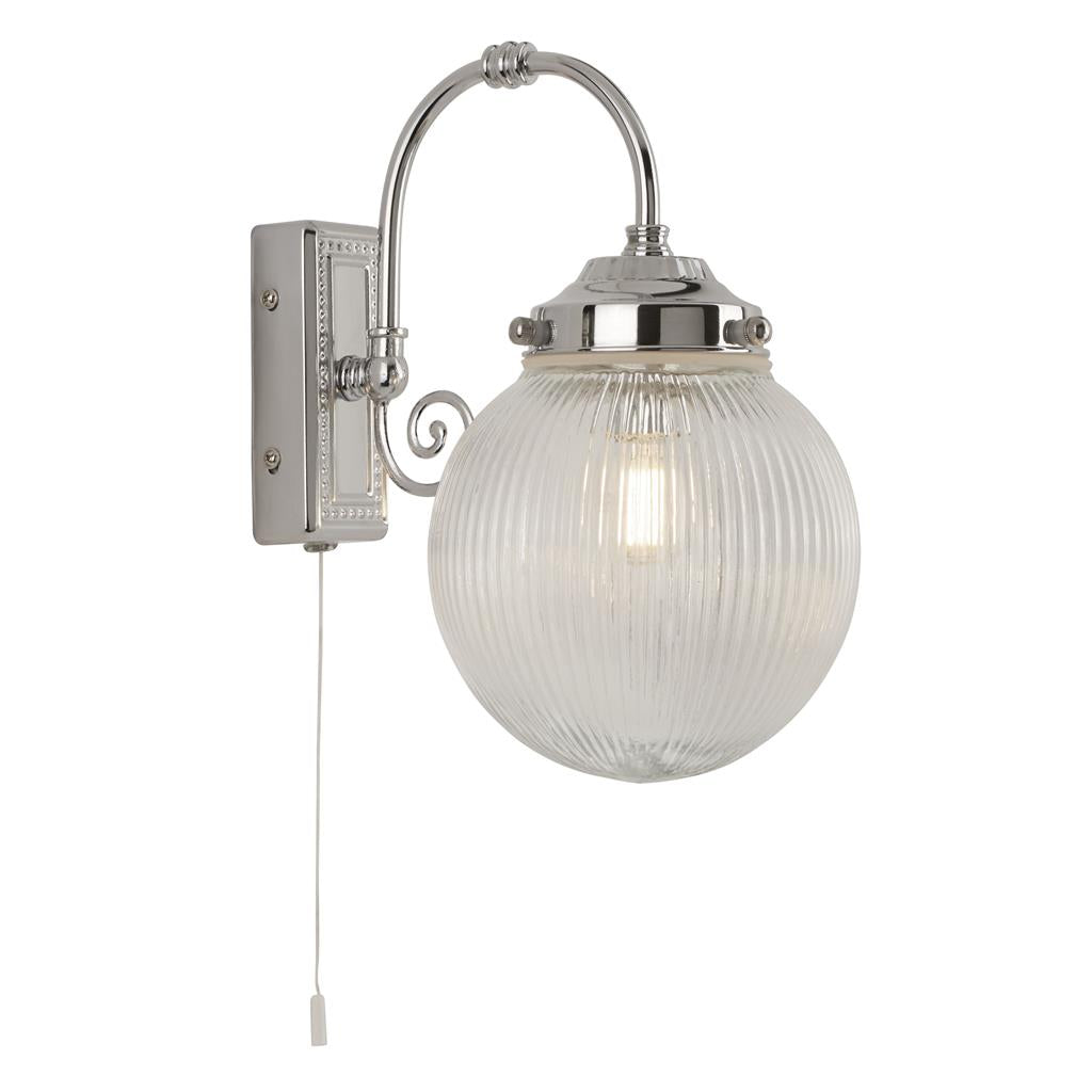 Belvue Bathroom Wall Light IP44 - Antique Brass & Clear/Chrome & Acid Glass