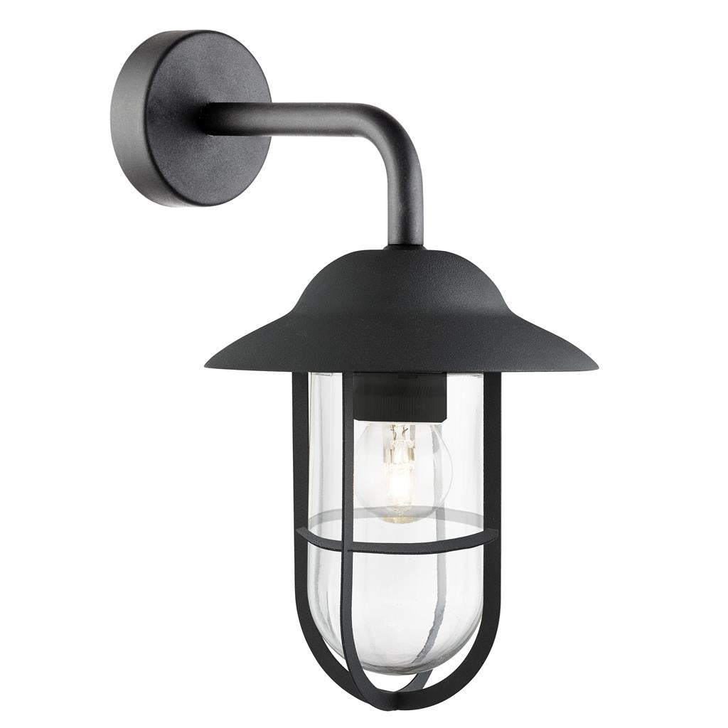 TORONTO OUTDOOR WALL LIGHT - BLACK / RUSTIC BROWN / SATIN SILVER