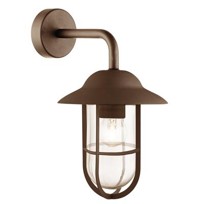 TORONTO OUTDOOR WALL LIGHT - BLACK / RUSTIC BROWN / SATIN SILVER