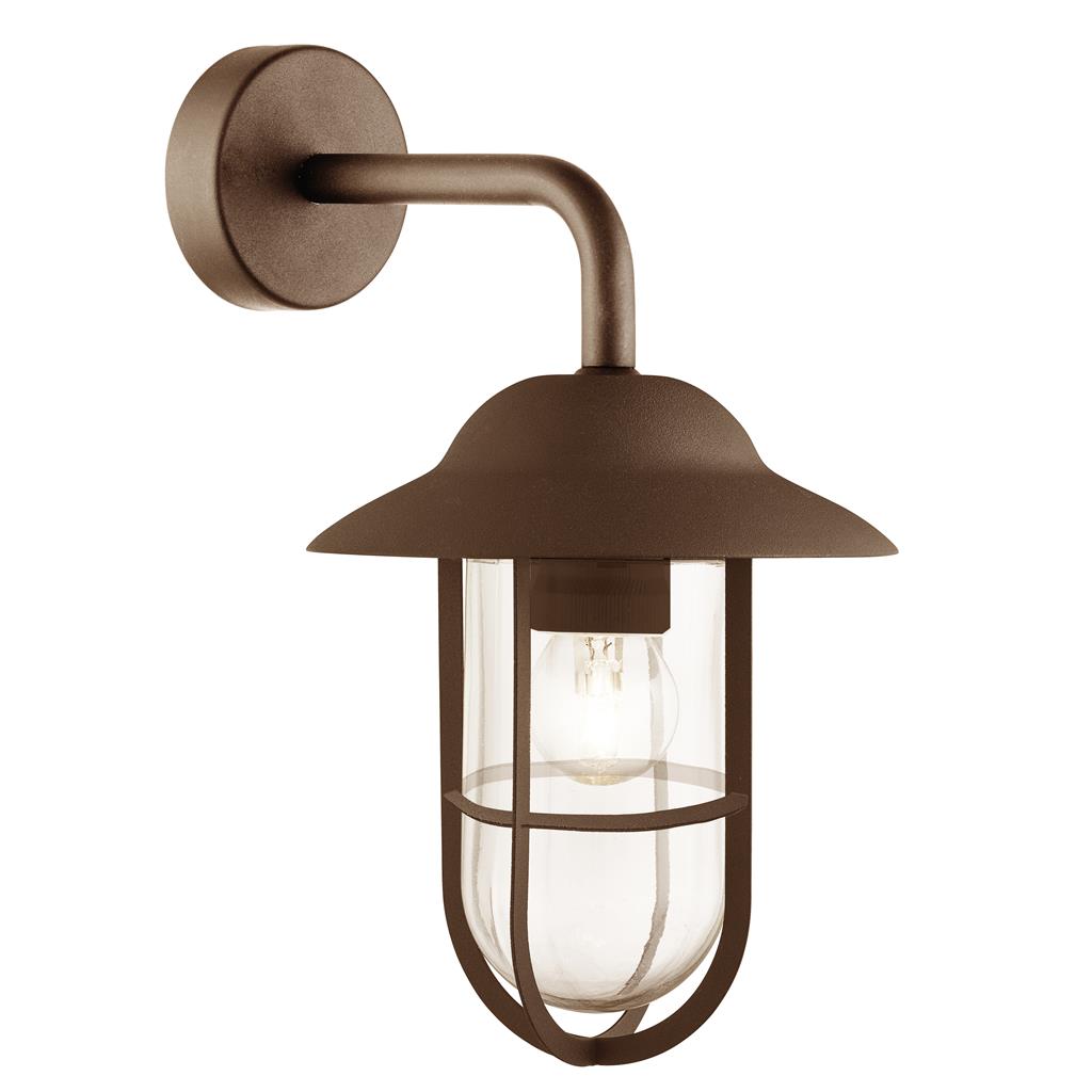 TORONTO OUTDOOR WALL LIGHT - BLACK / RUSTIC BROWN / SATIN SILVER