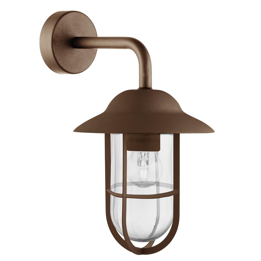 TORONTO OUTDOOR WALL LIGHT - BLACK / RUSTIC BROWN / SATIN SILVER