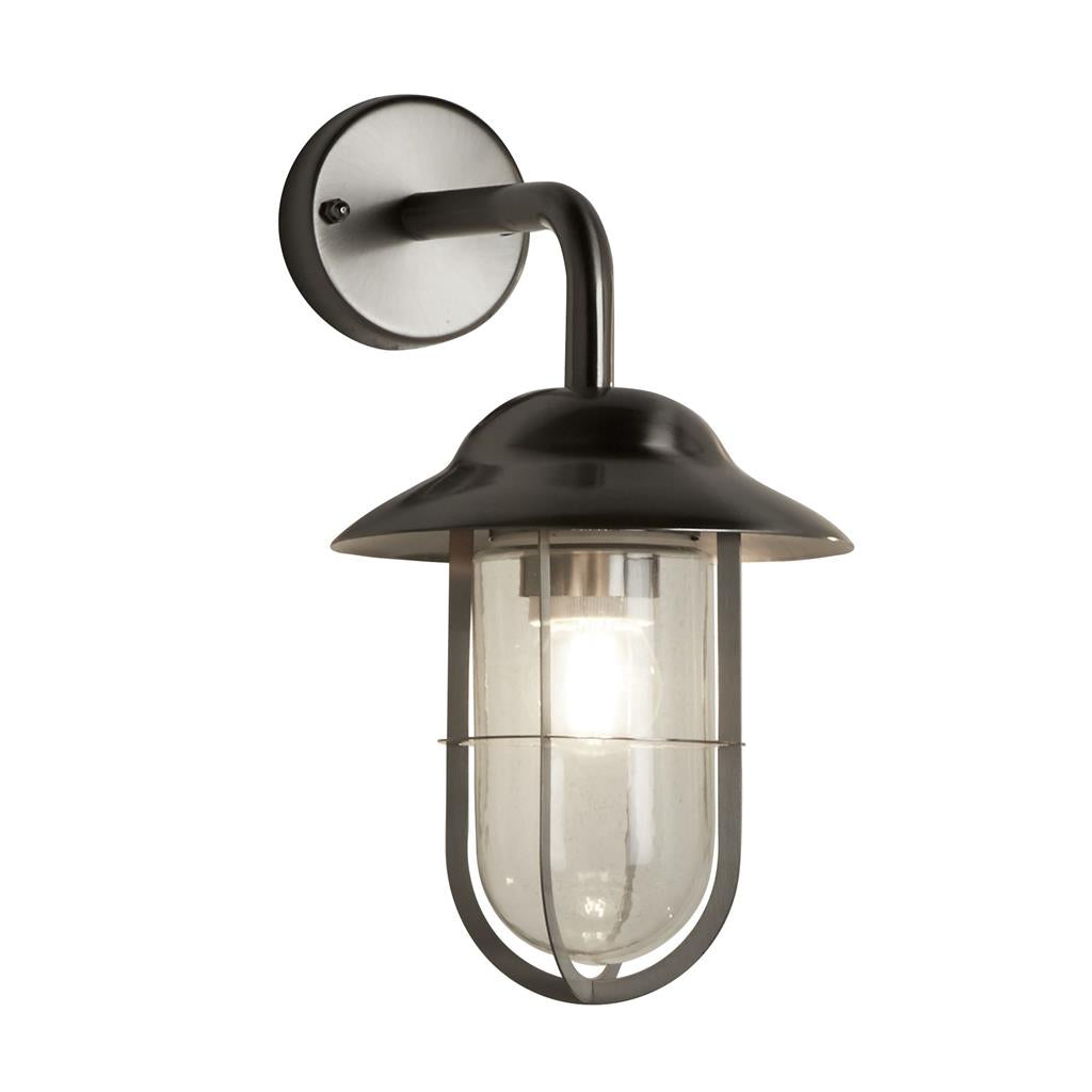 TORONTO OUTDOOR WALL LIGHT - BLACK / RUSTIC BROWN / SATIN SILVER