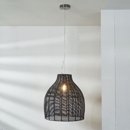Caswell LED Natural Rattan Cloche Pendant- Various Sizes & Finishes