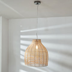 Caswell LED Natural Rattan Cloche Pendant- Various Sizes & Finishes
