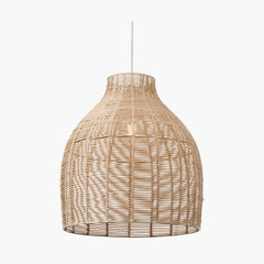 Caswell Natural Rattan Cloche Pendant with Brushed Chrome Ceiling Fitting E27