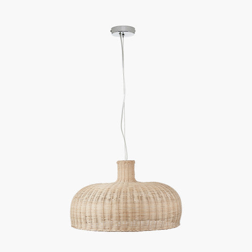 Caswell LED Natural Rattan Cloche Pendant- Various Sizes & Finishes