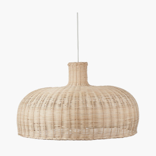 Caswell Natural Rattan Dome Pendant with Brushed Chrome Ceiling Fitting E27
