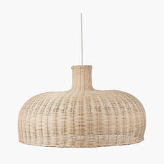 Caswell Natural Rattan Dome Pendant with Brushed Chrome Ceiling Fitting E27