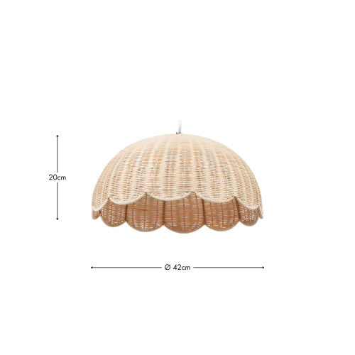 Raya Natural Scalloped Rattan Dome Non Elec Pendant