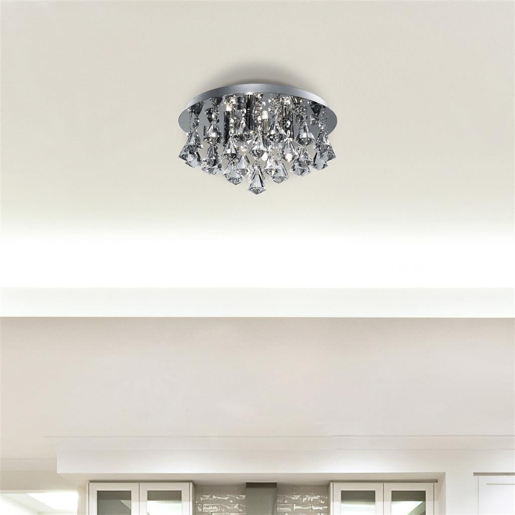 Hanna 4Lt Flush  - Chrome Metal & Clear Crystal