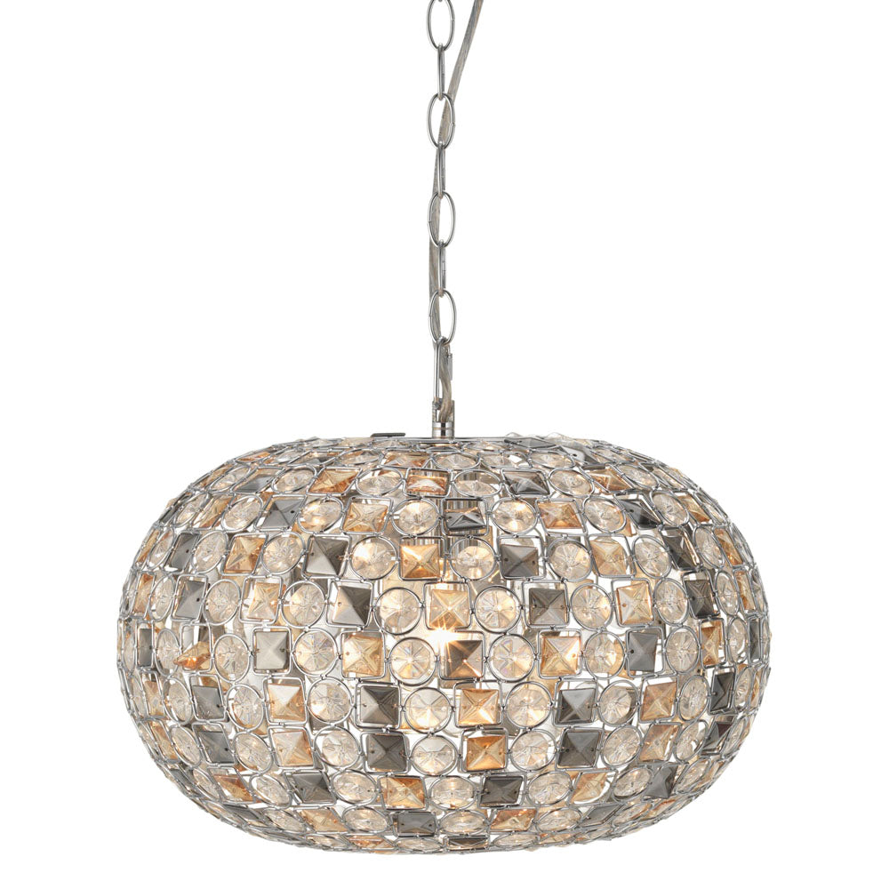 Davoli Oval Crystal Ceiling Light - Chrome Finish