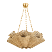 Hayworth 6Lt Chandelier - Gold & Natural Abaca Shade