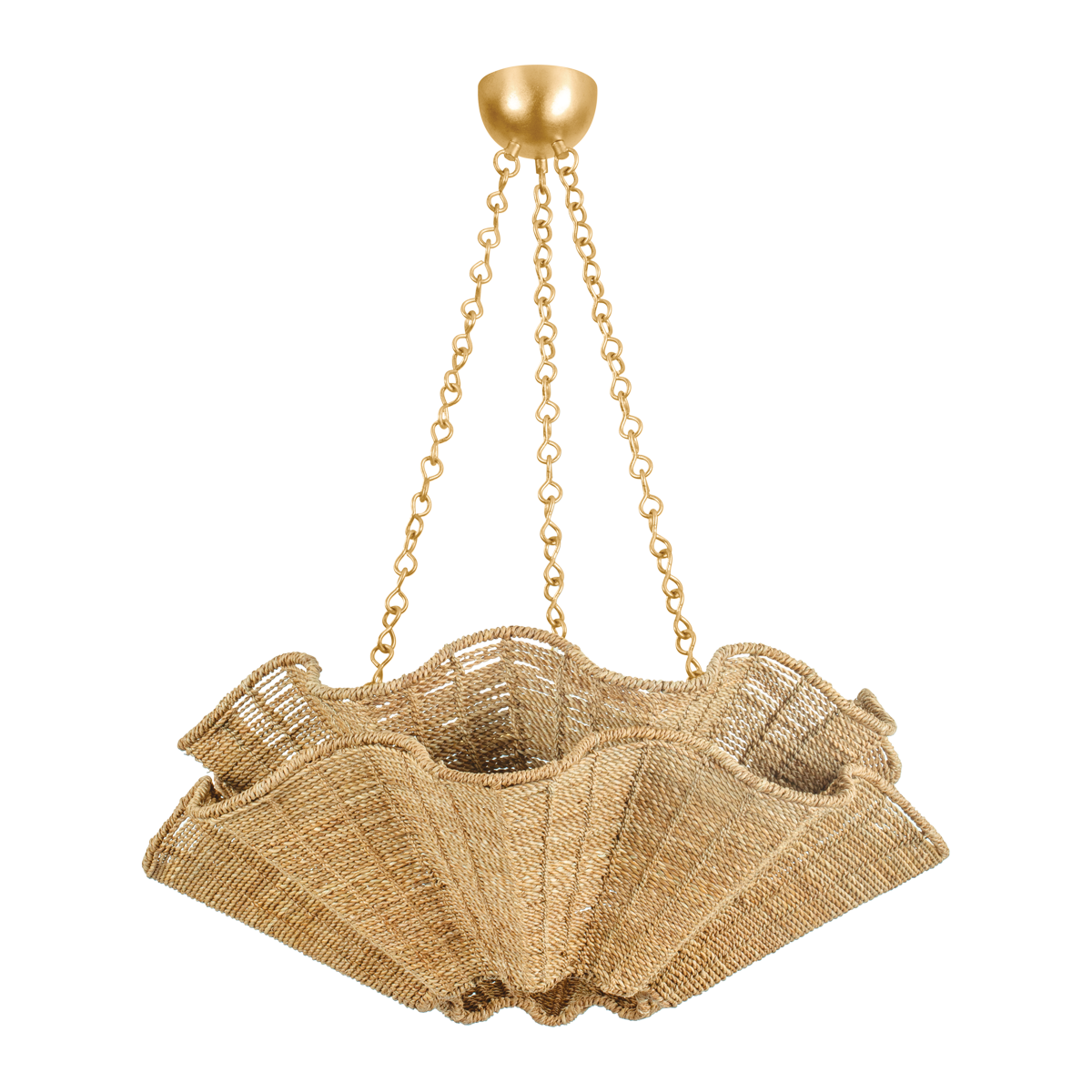 Hayworth 6Lt Chandelier - Gold & Natural Abaca Shade