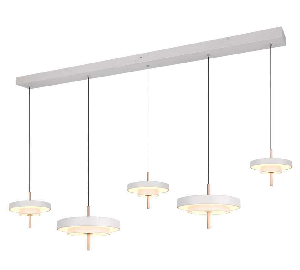 Keaton Linear Pendant Light- Warm Grey/ Black Gold Finishes