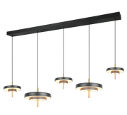 Keaton Linear Pendant Light- Warm Grey/ Black Gold Finishes