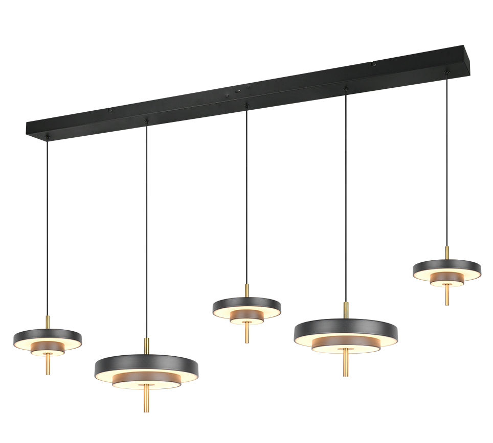 Keaton Linear Pendant Light- Warm Grey/ Black Gold Finishes