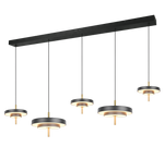 Keaton Linear Pendant Light- Warm Grey/ Black Gold Finishes
