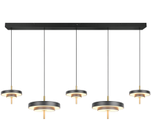Keaton Linear Pendant Light- Warm Grey/ Black Gold Finishes