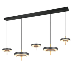Keaton Linear Pendant Light- Warm Grey/ Black Gold Finishes
